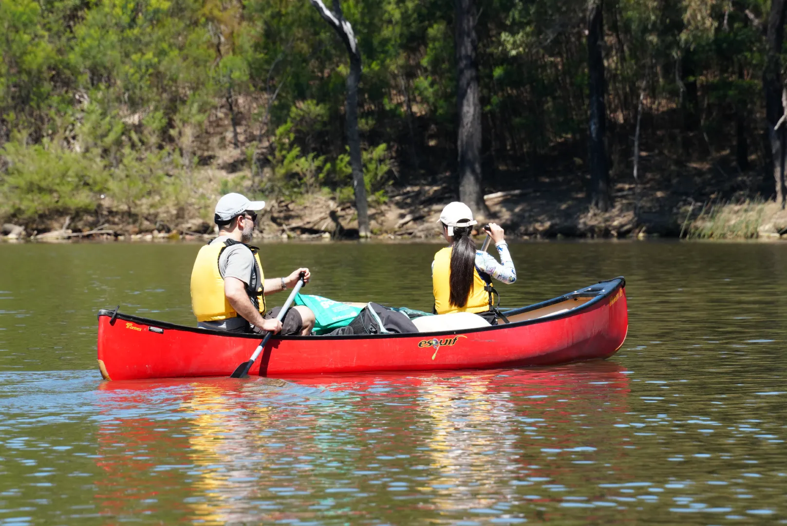 A couple canoing